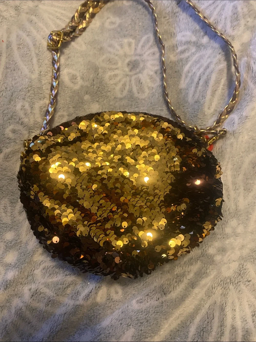Ty Sequin Sloth Crossbody Bag in Brown and Gold